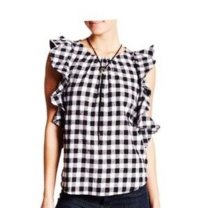 Harlowe‎ & Graham Plaid Ruffle Top